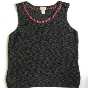 Sigrid Olsen Sport sweater vest tank top sleeveless grey and black shirt medium